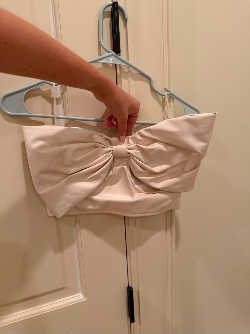 Day + Moon Strapless Bow Crop Top in Ivory